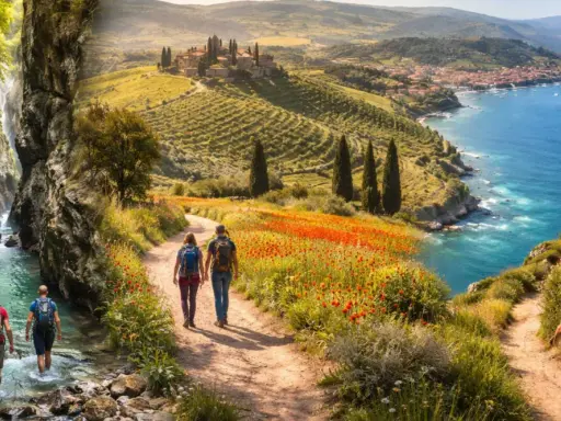 Un'avventura di trekking sul mare toscana, tra canyon, campi di papaveri e borghi collinari.
