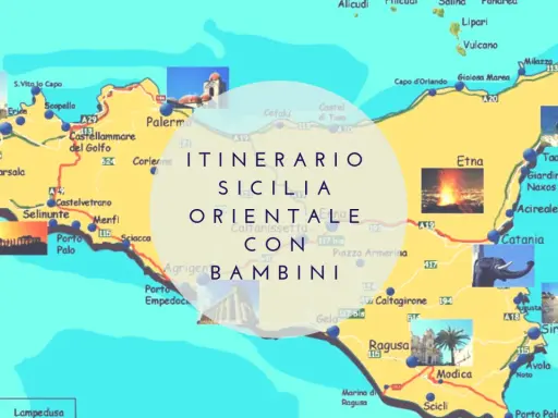 Mappa della Sicilia con itinerario per famiglie. Scopri luoghi incantevoli e divertiti con i bambini!