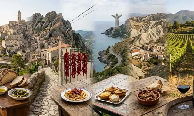 Paesaggi mozzafiato, borghi arroccati, il Cristo Redentore, e sapori autentici: un assaggio delle cose tipiche della Basilicata, tra calici di vino e dolci tentazioni.