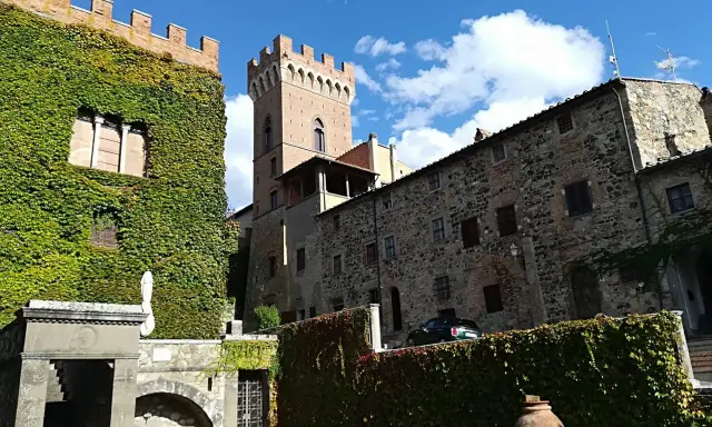 Antica torre e mura ricoperte d'edera, un gioiello tra i borghi da visitare vicino a Cecina.